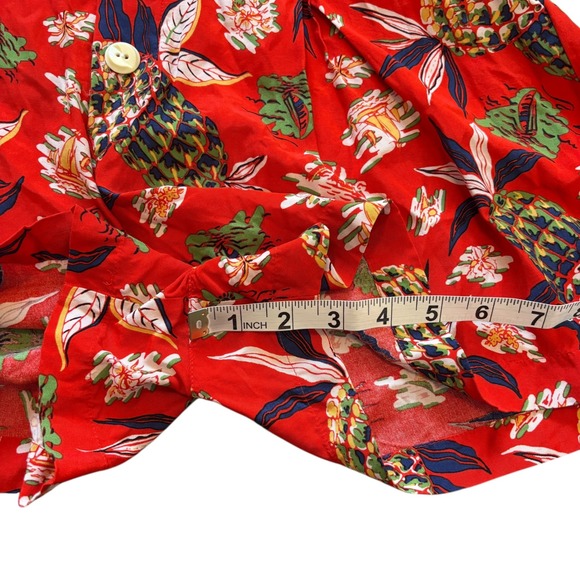 Polo Ralph Lauren Women's Red Pineapple Floral Print Button Down Romper Size 4 - Picture 11 of 12